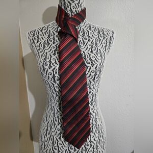 Giorgio Armani Red and Black Diagonal Stripe Tie